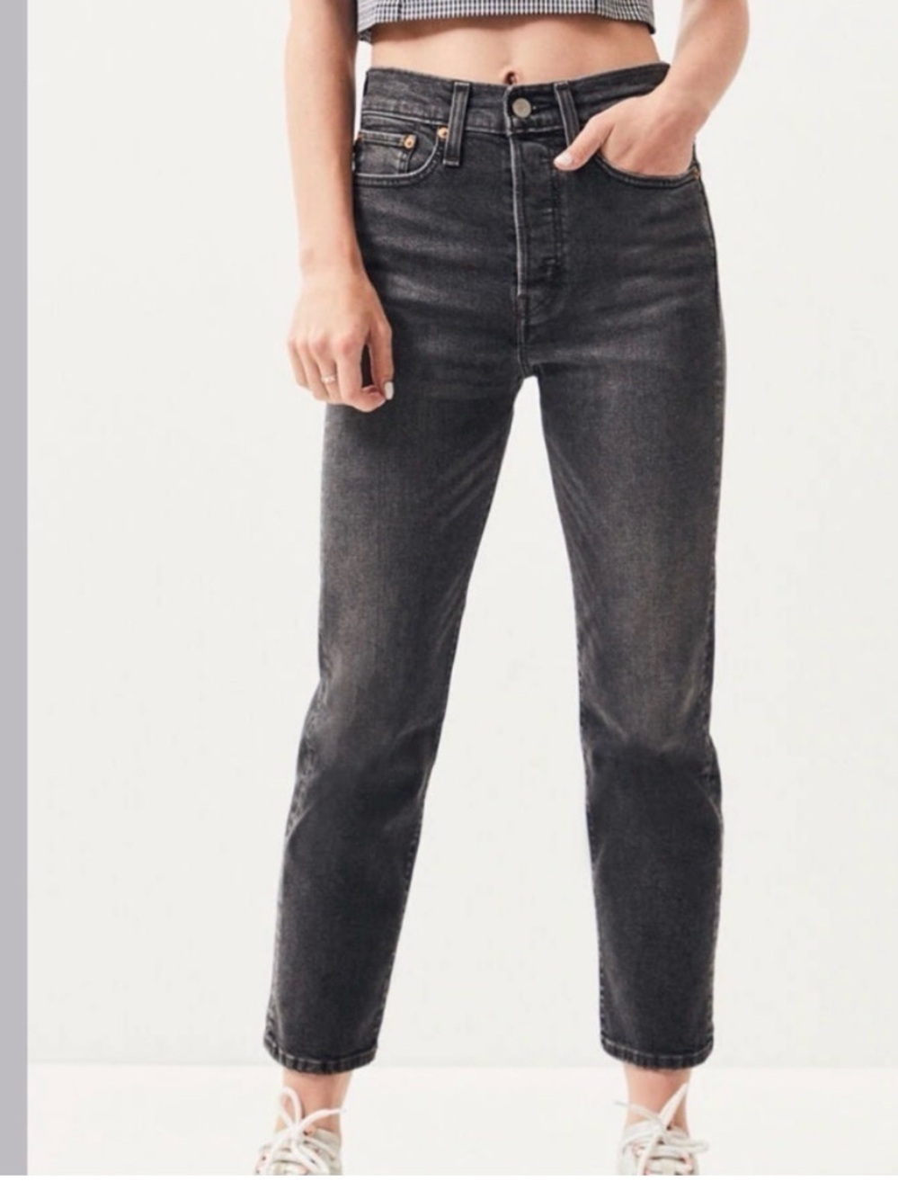 Levi's High-Rise Black Vintage Wash Ankle Jeans